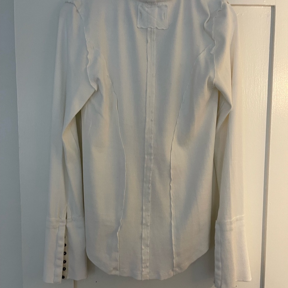 Free People We The Free white snap top - Picture 5 of 6